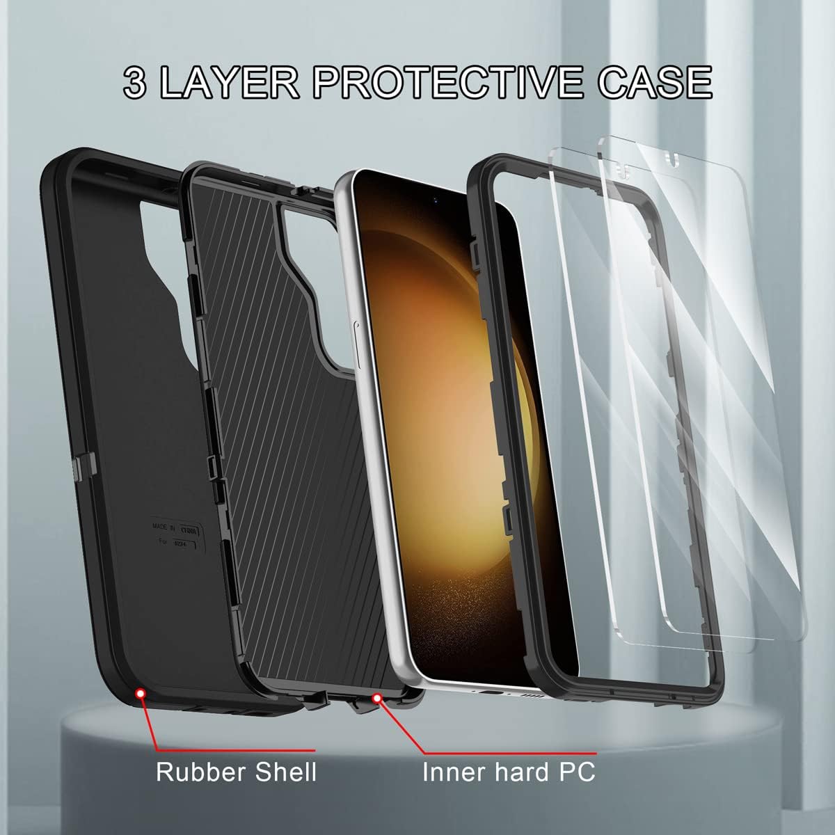 I-HONVA Funda para Samsung Galaxy S23 Plus, S23 Plus de 6.6 pulgadas con 2 protectores de pantalla + 2 protectores de lente de cámara, resistente a