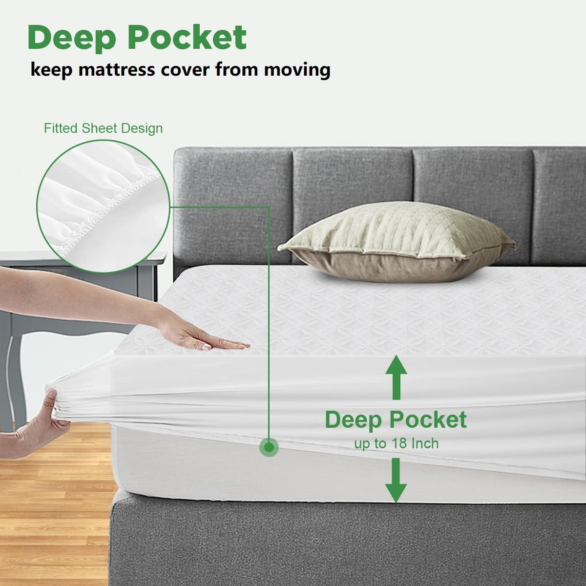 Protector de colchón 100% impermeable Cal King, funda de colchón de bambú ultra suave, tela de aire 3D, refrescante, transpirable, sin ruido y