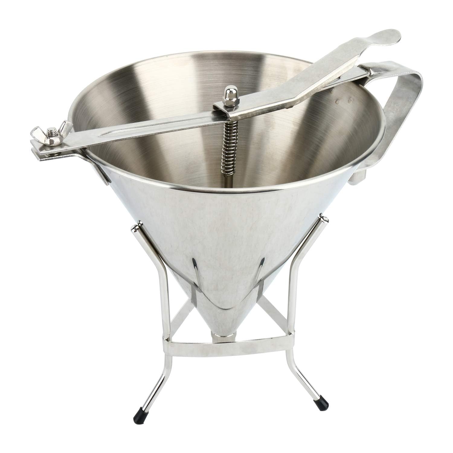 YaeMarine Embudo de confitería de acero inoxidable, embudo de decoración de pasteles con soporte y tres boquillas, herramienta de calidad comercial,