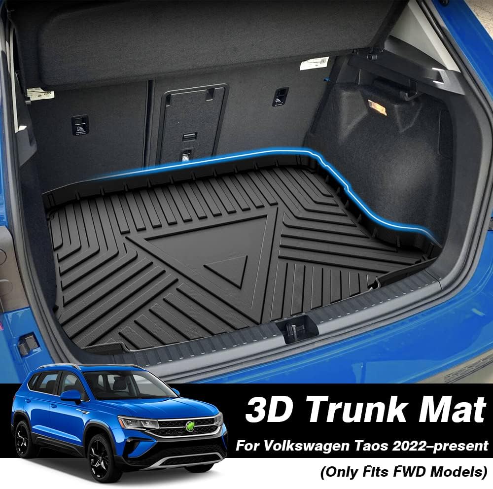 T TGBROS Tapete de carga personalizado para Volkswagen Taos 2022-2023 2024 para todo tipo de clima, forro de carga trasera de elastómero