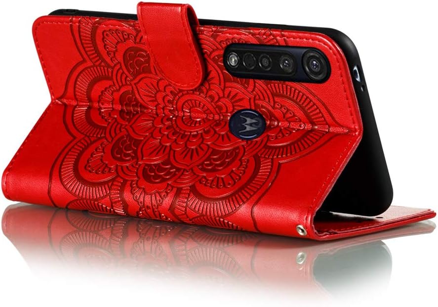 Asdsinfor Moto G8 Plus – Funda para Motorola Moto G8 Plus (función atril), diseño de girasol, color rojo