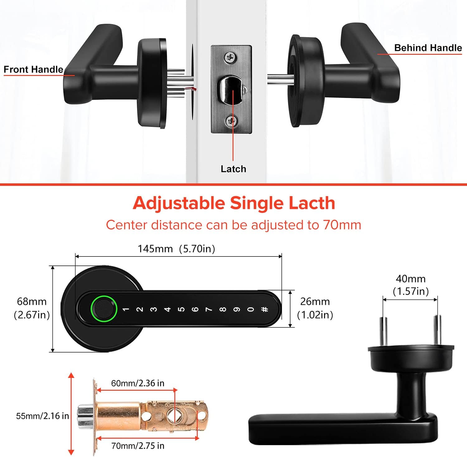 Cerradura de puerta inteligente con huellas dactilares, cerradura de puerta biométrica, cerradura de puerta de entrada sin llave con asa, perillas