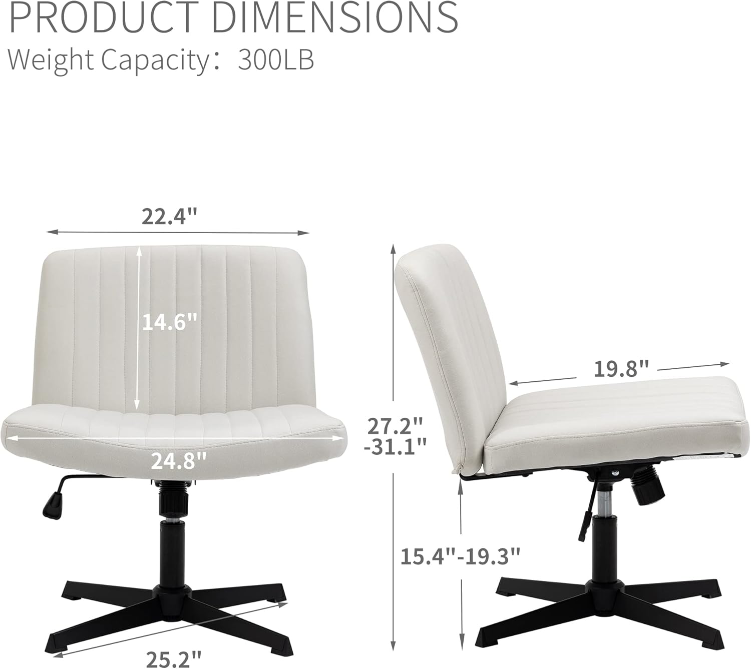 Pvillez Silla de escritorio de oficina sin ruedas, de piel sintética, sin brazos, silla de escritorio para oficina en casa, asiento ancho, silla de