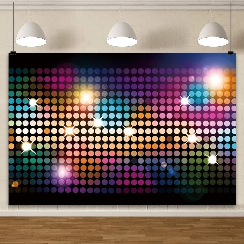 YongFoto Telón de fondo colorido para fiesta de discoteca de 10 x 8 pies, puntos redondos con purpurina brillante, Bokeh, puntos brillantes, halos,