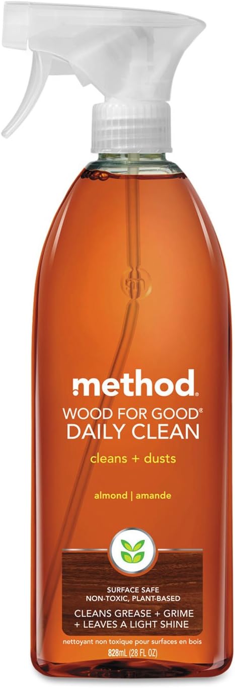 Method Limpiador diario de madera, almendra, fórmula a base de plantas que limpia estantes, mesas y otras superficies de madera mientras elimina el