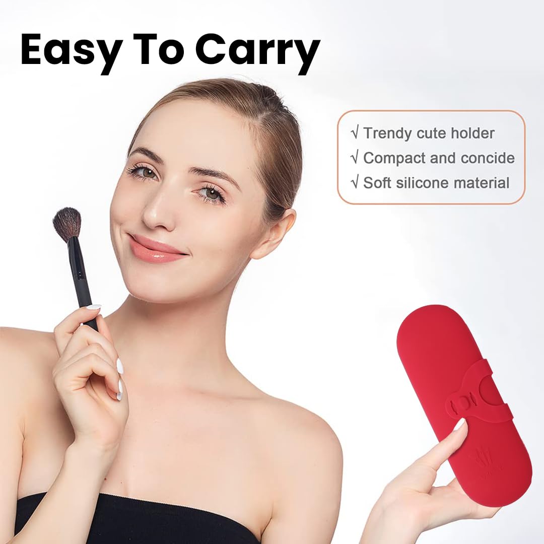 Estuche de viaje de silicona para brochas de maquillaje, estuche de viaje compacto y versátil para brochas de maquillaje, duradero y fácil de