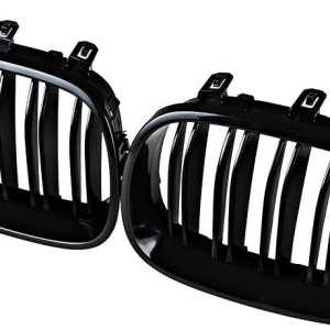Rejilla de ventilación de rejilla de riñón negra brillante pulida compatible con BMW E60 E61 525i 535i 550i M5 4DR 2003-2010 Rejilla de ventilación de rejilla de riñón negra brillante pulida compatible con BMW E60 E61 525i 535i 550i M5 4DR 2003-2010