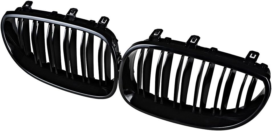 1 par de parrilla de riñón negro brillante compatible con E60 E61 serie 5 ’03-’10