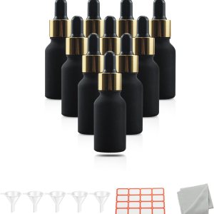 10 botellas con cuentagotas de vidrio esmerilado negro de 12 oz (0.5 fl oz), perfume, aromaterapia, cosméticos, aceites esenciales, muestra de mini 10 botellas con cuentagotas de vidrio esmerilado negro de 12 oz (0.5 fl oz), perfume, aromaterapia, cosméticos, aceites esenciales, muestra de mini
