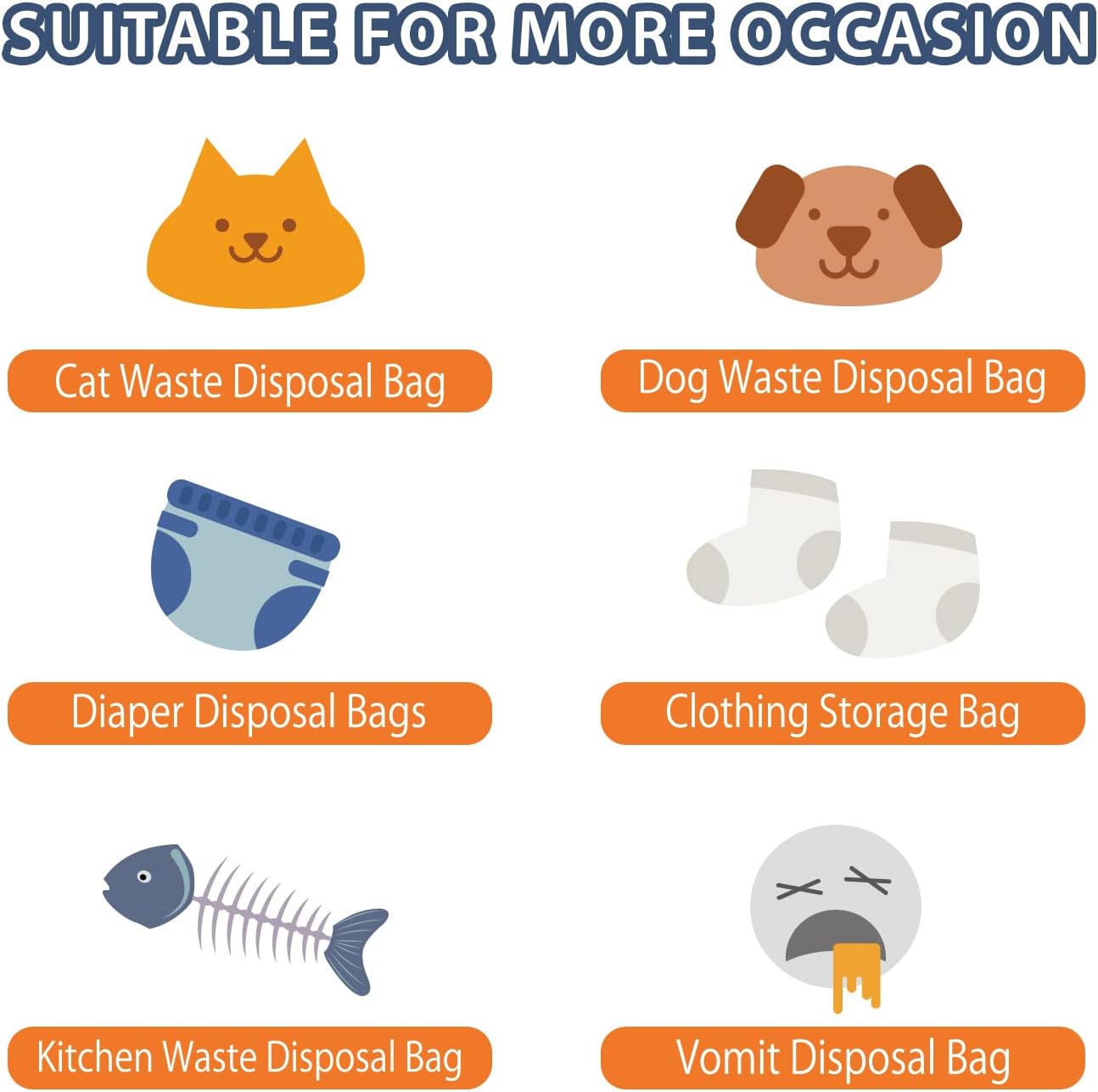 Deefre Bolsas de eliminación de desechos de gatos con sellado de olores, 200 unidades, bolsas de arena para gatos sin perfume, bolsas de eliminación