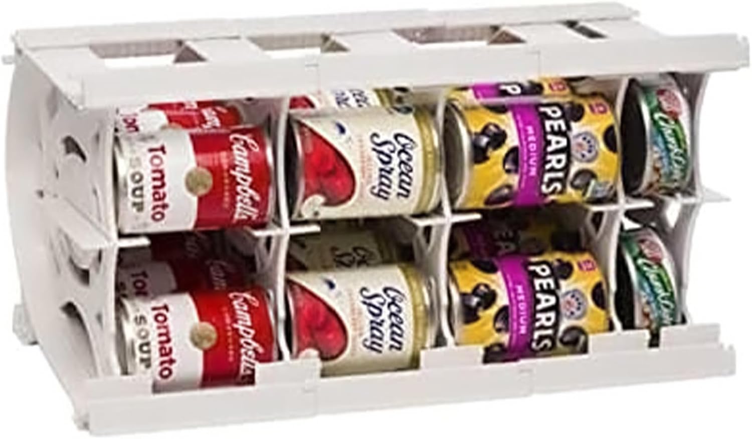 Shelf Reliance Cansolidator – 20 latas, organizador de despensa apilable ajustable para latas, organizador de cocina giratorio de almacenamiento de