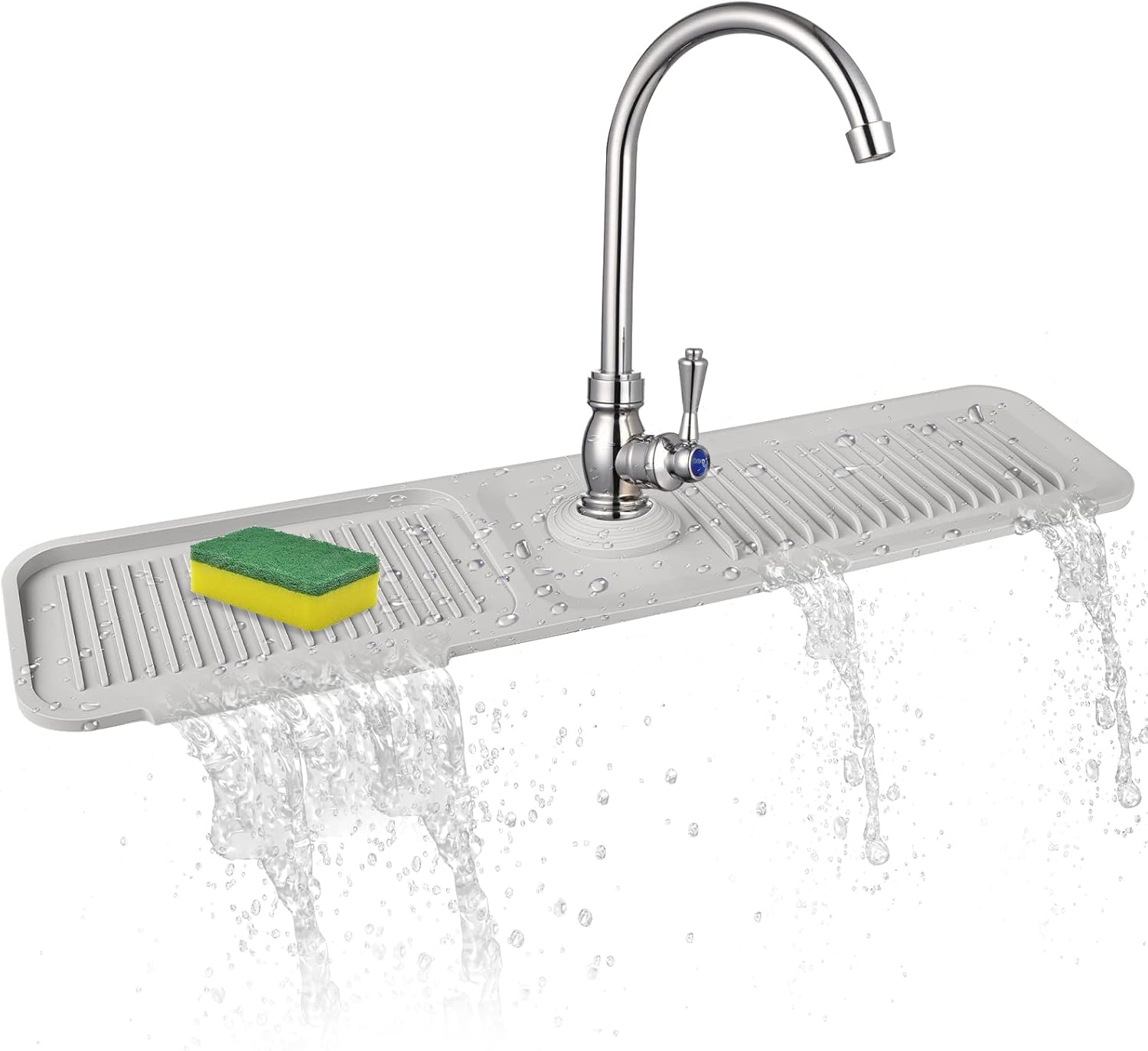 Protector contra salpicaduras para fregadero de cocina, bandeja colectora de goteo con mango de grifo de silicona, se adapta a grifos de 2.5
