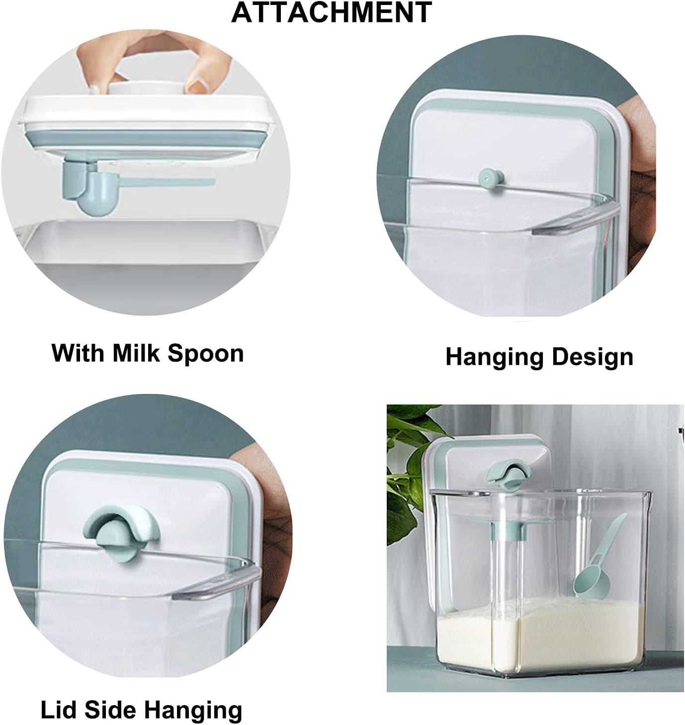 Recipiente hermético para almacenamiento de alimentos, dispensador de fórmula con cuchara, contenedor de leche en polvo sin BPA para viajes en casa,