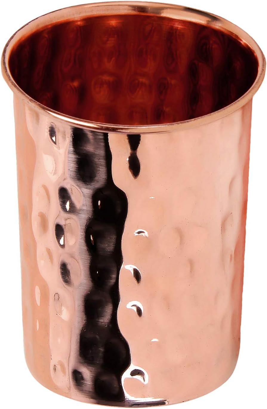 Zap Impex Vaso de cobre martillado de vidrio de cobre puro