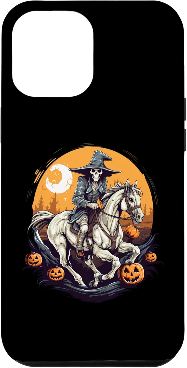 Funda divertida para iPhone 13 Pro Max con diseño de esqueleto de vaquero para Halloween