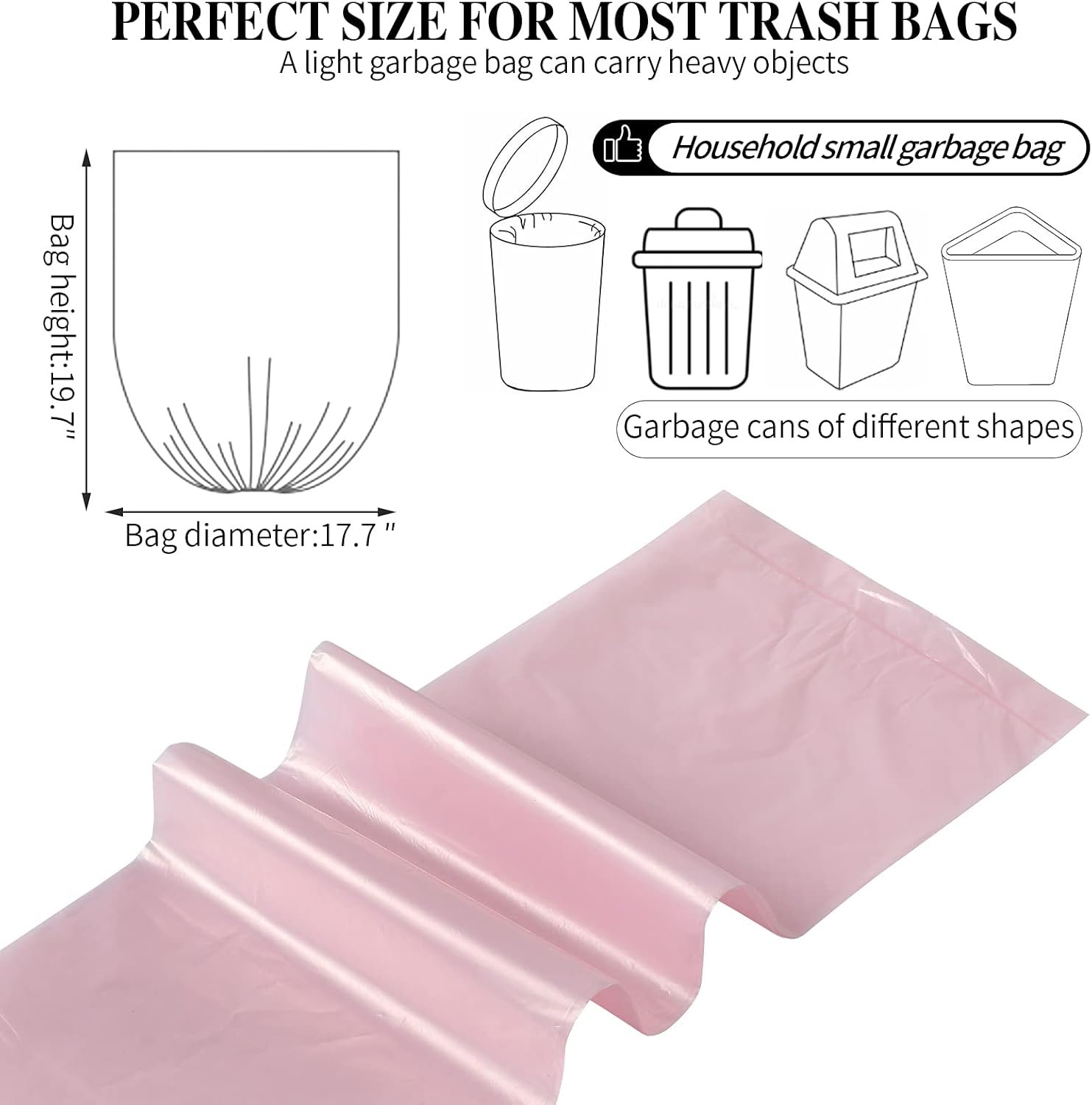 3 rollos de bolsas de basura pequeñas  60 unidades duraderas de 4 galones bolsas de basura pequeñas para el hogar, oficina, cocina, baño,