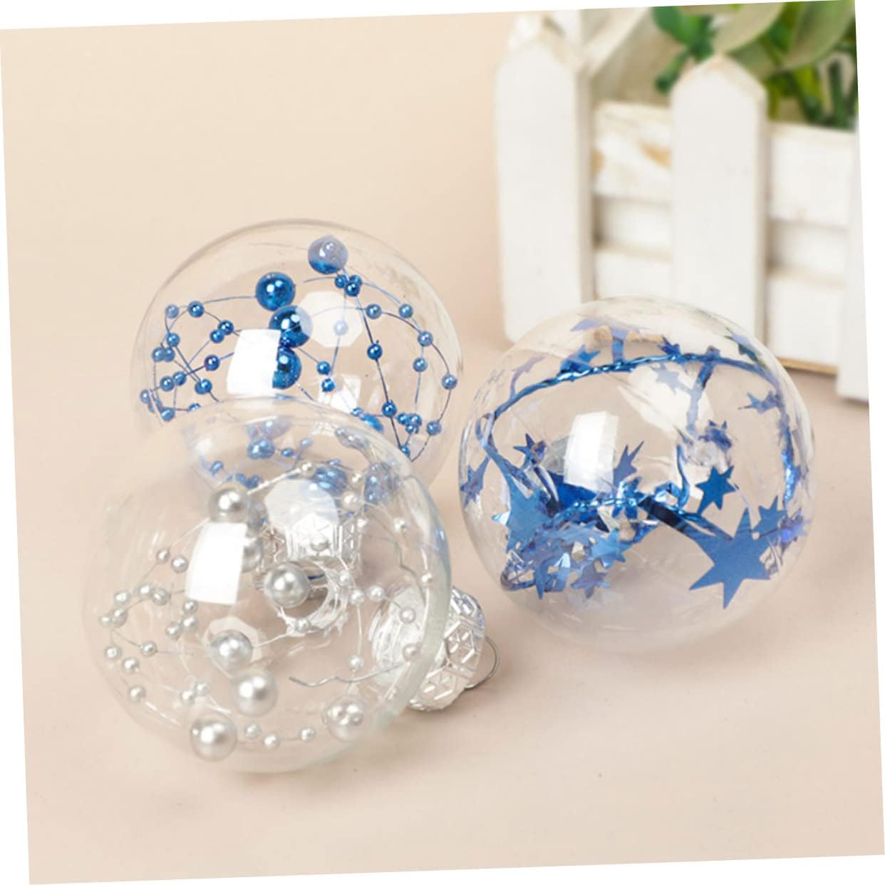 Zerodeko 6 bolas de Navidad decorativas, inastillables, adornos de Navidad transparentes, adorno de bola rellenable, bola de árbol de Navidad, bola