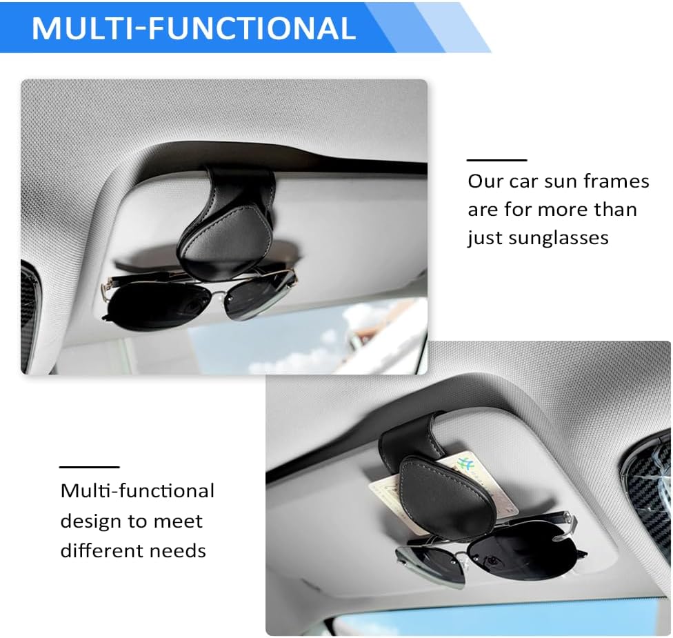 Soporte magnético para lentes de sol para automóvil, soporte universal de piel sintética para lentes de sol, boletos, auriculares, tarjetas, visera,