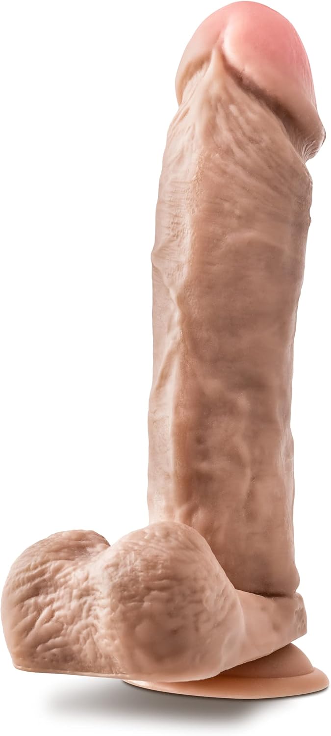 Blush Dr. Skin – Consolador realista de 9 pulgadas de largo y 2 pulgadas de grosor con base de ventosa y bolas, consolador realista suave de tacto