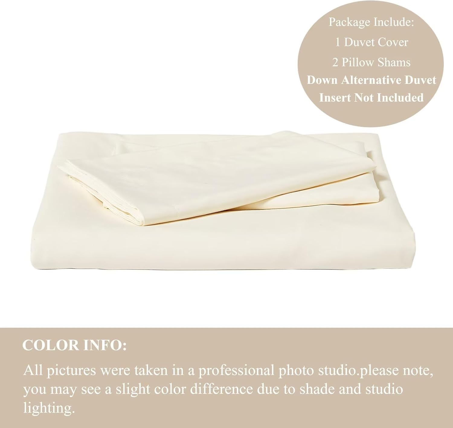 VClife Juego de funda de edredón de lino color crema, juego de ropa de cama de microfibra suave, 3 piezas, tamaño California King, color beige