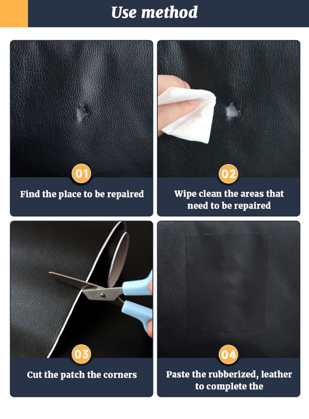 Parche grande de reparación de cuero, cinta de reparación de cuero de 17 x 60 pulgadas, parche de reparación autoadhesivo impermeable para sofás,