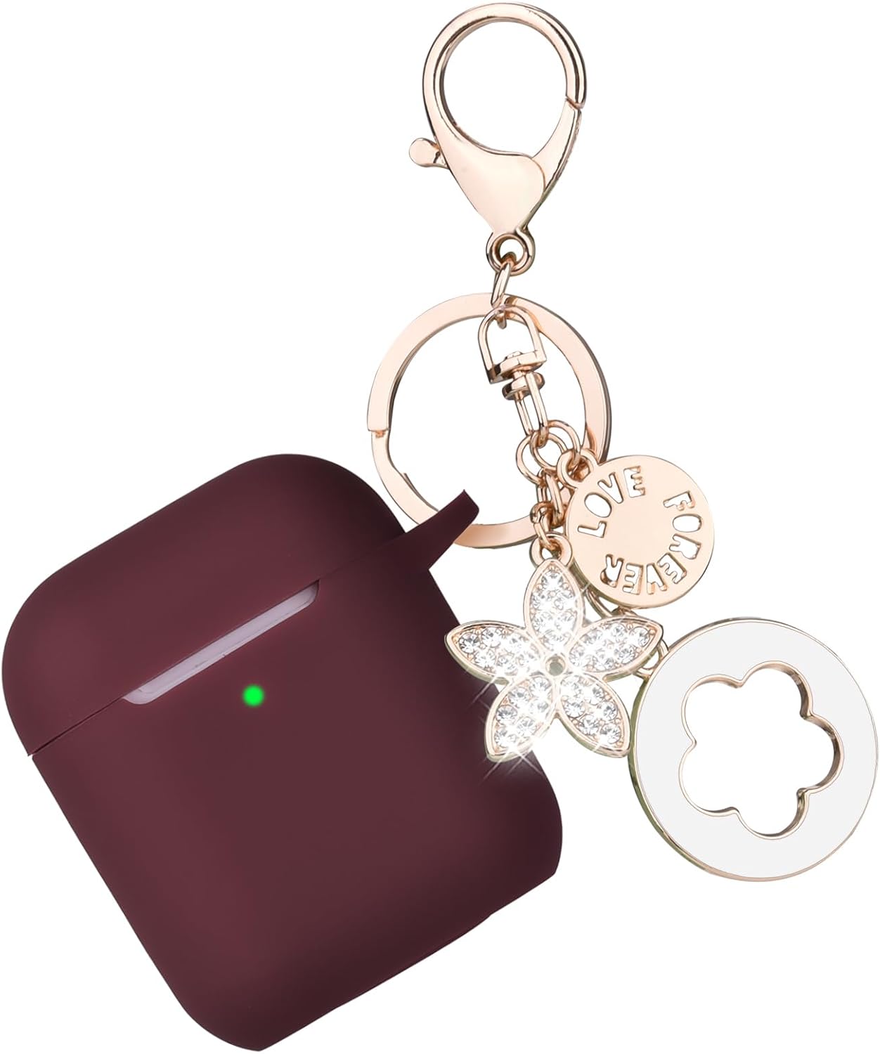 OLEBAND Funda para Airpod con bonito llavero brillante, funda protectora y antideslizante de silicona para Apple Air pod 2, LED visible, para