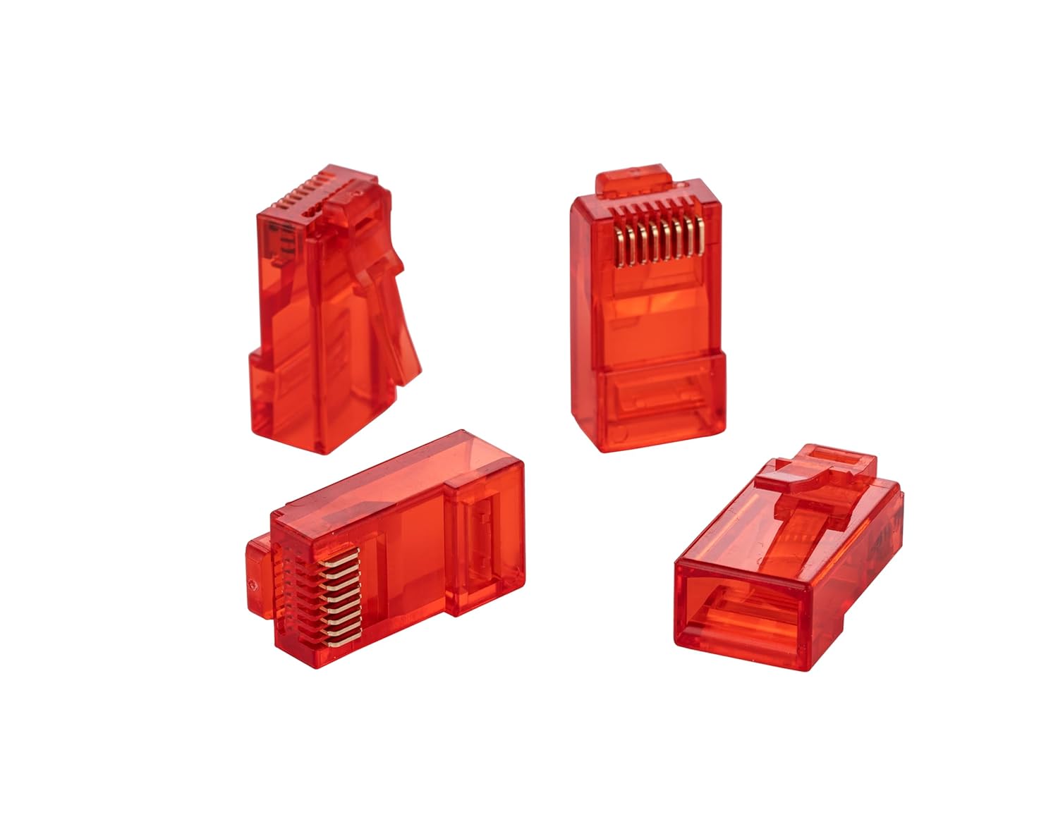 SATMAXIMUM RJ-45 Cat6 UTP Conector LAN Pass Through RJ45 Ends Ethernet Plug Network 50-Pack (Rojo)