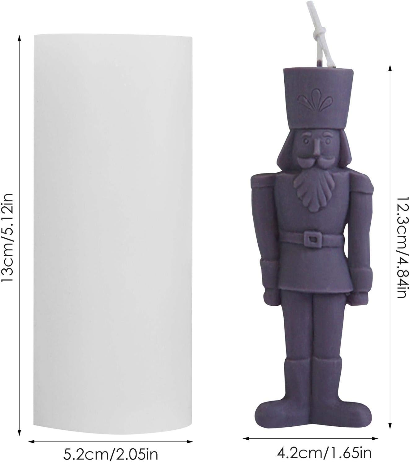 Molde de vela de silicona para soldado cascanueces 3D, molde creativo de escultura en forma de soldado, molde de resina hecho a mano, molde de cera