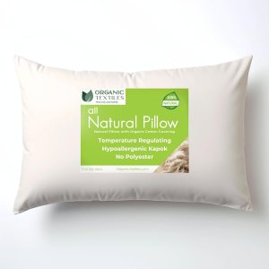ORGANIC TEXTILES Almohada Kapok 100% orgánica con funda extraíble de algodón orgánico natural, lavable a máquina, funda ventilada con relleno ORGANIC TEXTILES Almohada Kapok 100% orgánica con funda extraíble de algodón orgánico natural, lavable a máquina, funda ventilada con relleno