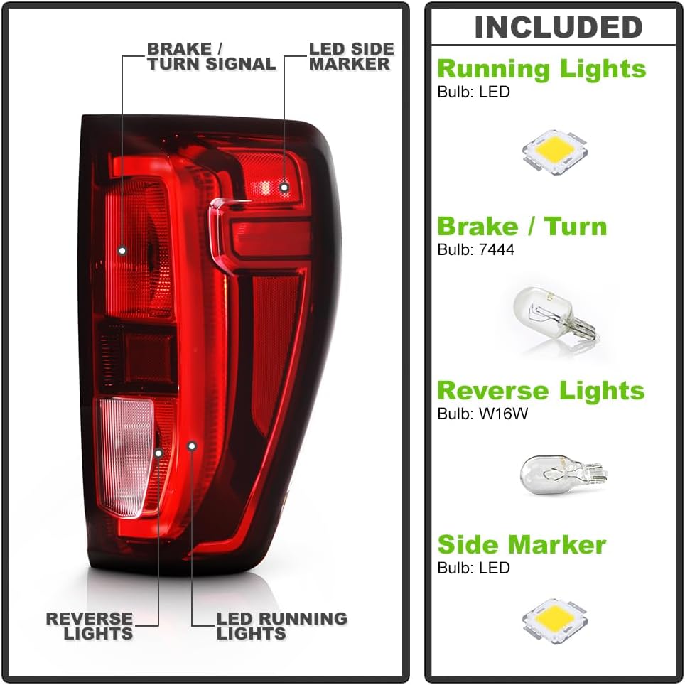 KEEKPO – Para tipo incandescente de fábrica 2019 2020 2021 GMC Sierra 1500 luz trasera reemplazo de la lámpara de freno lado del pasajero
