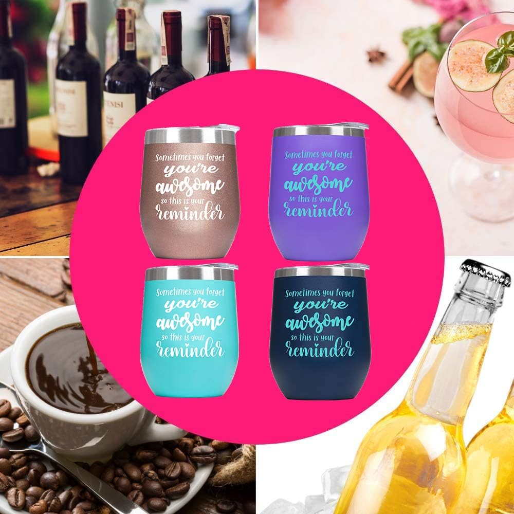 Vaso de vino con texto en inglés “You’re Awesome Thouse” con frases para mujeres, agradecimiento, regalos inspiradores para ella, divertida Navidad,