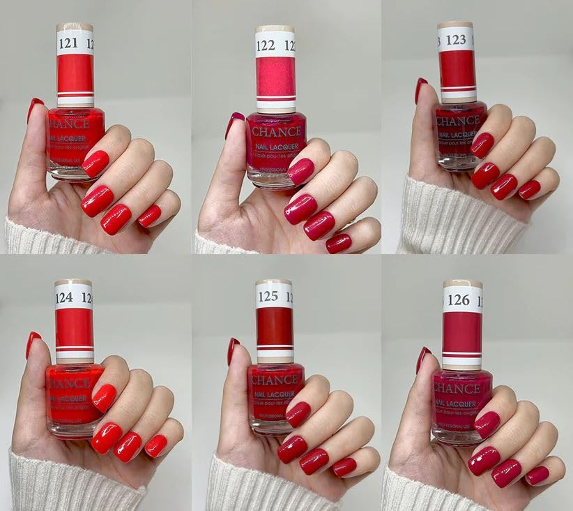Colección de esmaltes de uñas rojos, gel de color a juego y laca de uñas de 0.5 onzas, 36 colores #109 – #144 – Las rosas son rojas (121)
