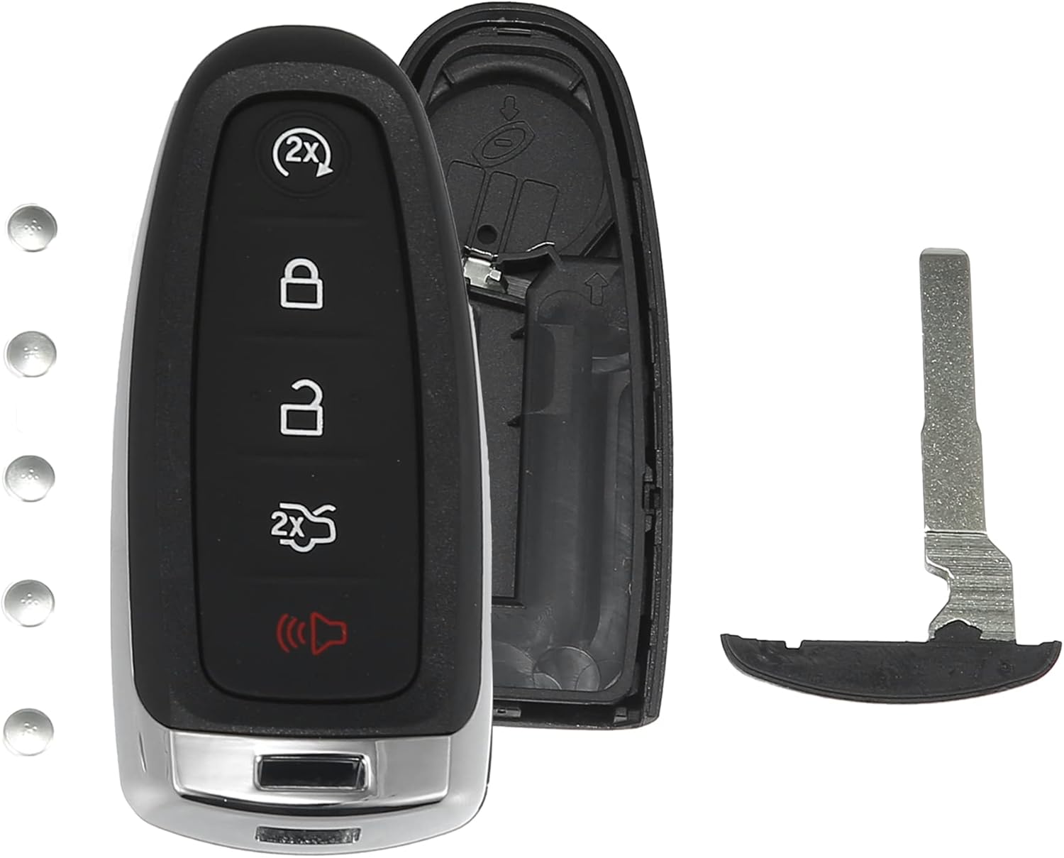 X AUTOHAUX Funda de repuesto para llavero inteligente de 5 botones, sin llave, para Ford Escape C-Max Energi Focus SE Titanium Maverick con hoja sin