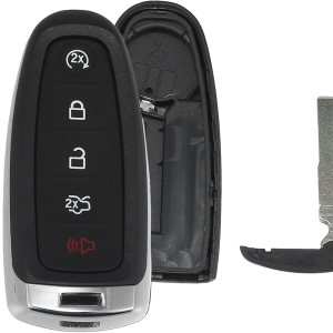X AUTOHAUX Funda de repuesto para llavero inteligente de 5 botones, sin llave, para Ford Escape C-Max Energi Focus SE Titanium Maverick con hoja sin X AUTOHAUX Funda de repuesto para llavero inteligente de 5 botones, sin llave, para Ford Escape C-Max Energi Focus SE Titanium Maverick con hoja sin
