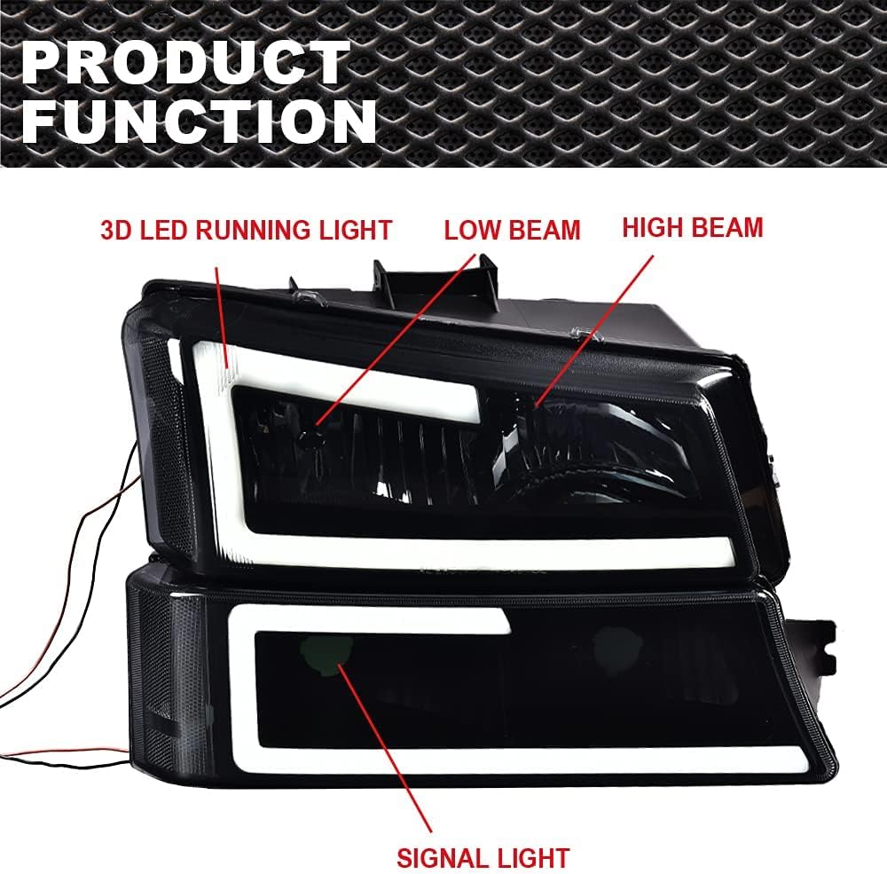 PIT66 Faro LED, compatible con Chevy Silverado 1500 2500 3500 HD modelo 03-06Fit Avalanche 1500 2500 (solo apto sin revestimiento) 03-06Fit