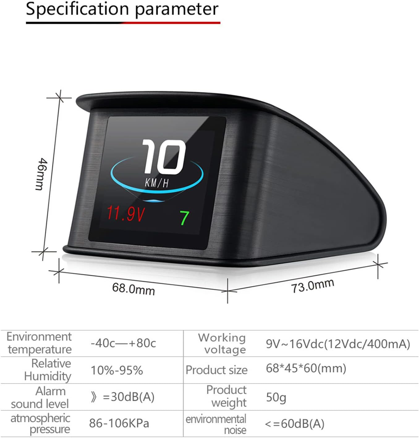 Pantalla frontal inteligente, pantalla universal GPS de 2.2 pulgadas con pantalla de velocidad, altitud, voltaje, reloj y más alarma de