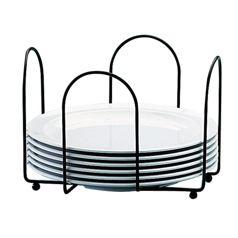 Cal-Mil Iron Essentials Soporte para placa de alambre de 8 12 pulgadas de diámetro x 6 12 pulgadas de alto, metal negro