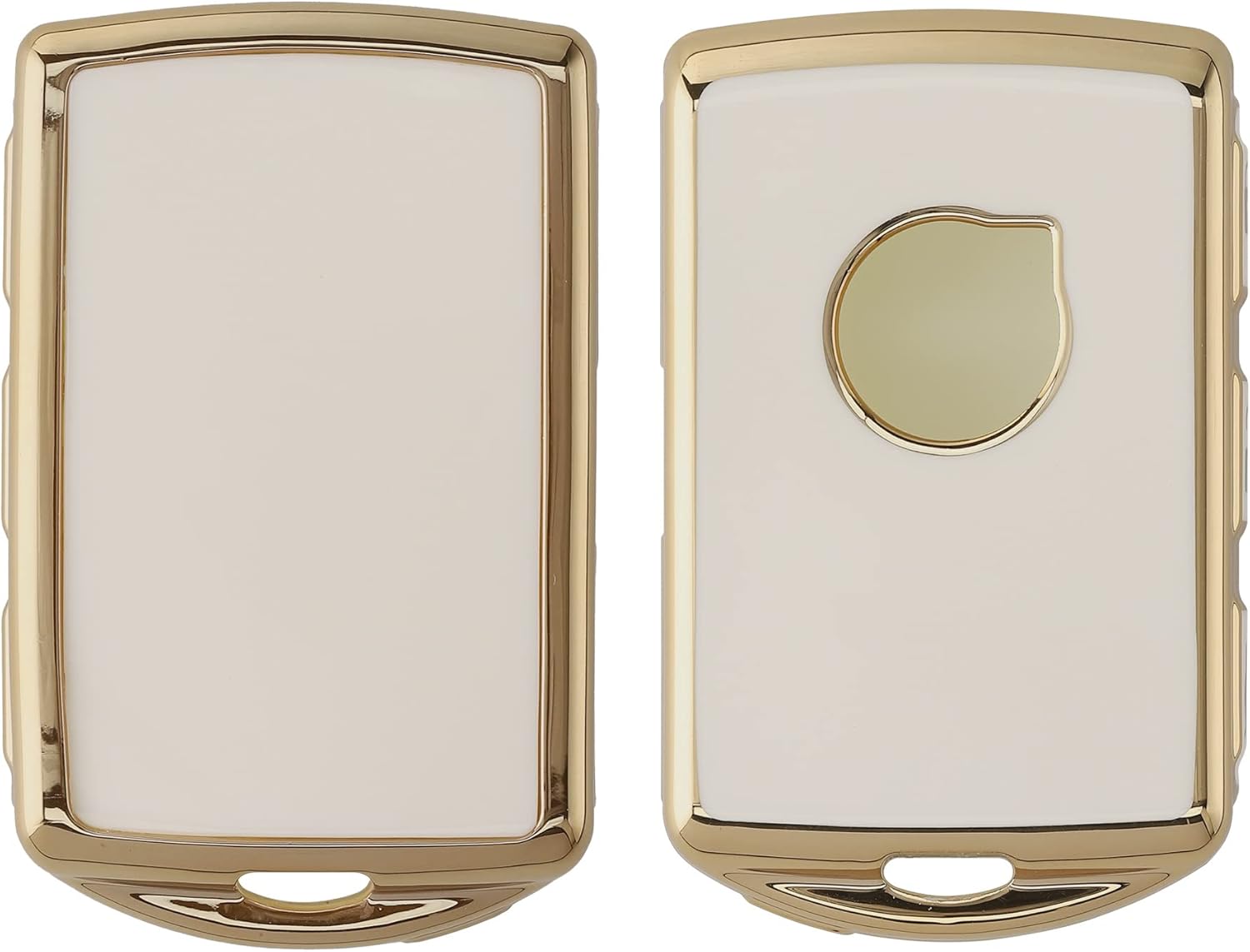 kwmobile Funda para llave compatible con Volvo 4-Tasten Autoschlüssel Go Keyless Go – Funda protectora para llave de coche, color blanco y dorado