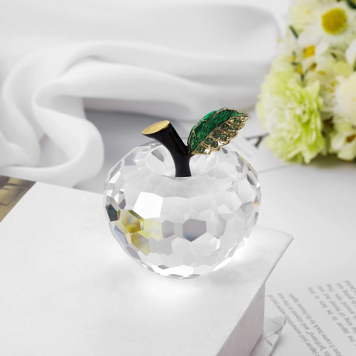 Vie jeune Figura de manzana de cristal, diseño de estatua hecha a mano, decoración del hogar, manualidades de cristal coleccionables, viene con caja