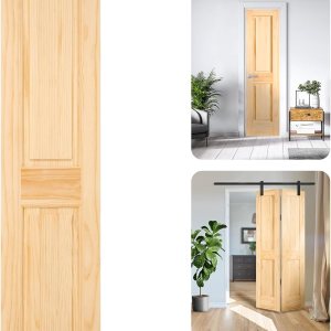 Losa de puerta interior de madera maciza de 18 x 80 pulgadas sin terminar, prelijada, lista para teñir o pintar, puerta corrediza de granero de 1.38 Losa de puerta interior de madera maciza de 18 x 80 pulgadas sin terminar, prelijada, lista para teñir o pintar, puerta corrediza de granero de 1.38