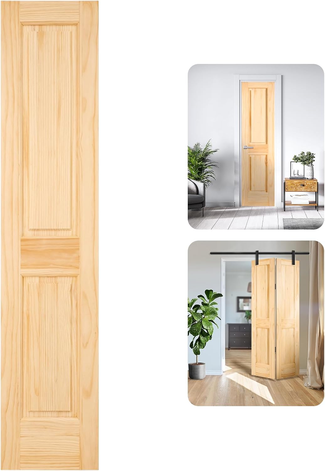 Losa de puerta interior de madera maciza de 18 x 80 pulgadas sin terminar, prelijada, lista para teñir o pintar, puerta corrediza de granero de 1.38