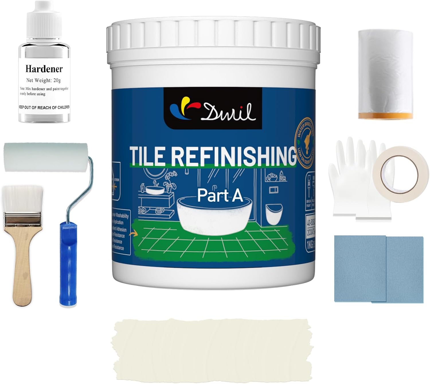 Reacabado de tina y azulejos, sin olor, para reparación de encimera de baño, revestimiento blanco, fácil aplicación de cubierta, capa brillante