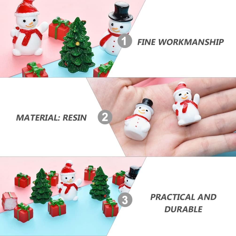 Gadpiparty 10 figuras de muñeco de nieve de Navidad en miniatura, figuras de Navidad, mini muñecos de nieve de resina, micro adornos de paisaje para