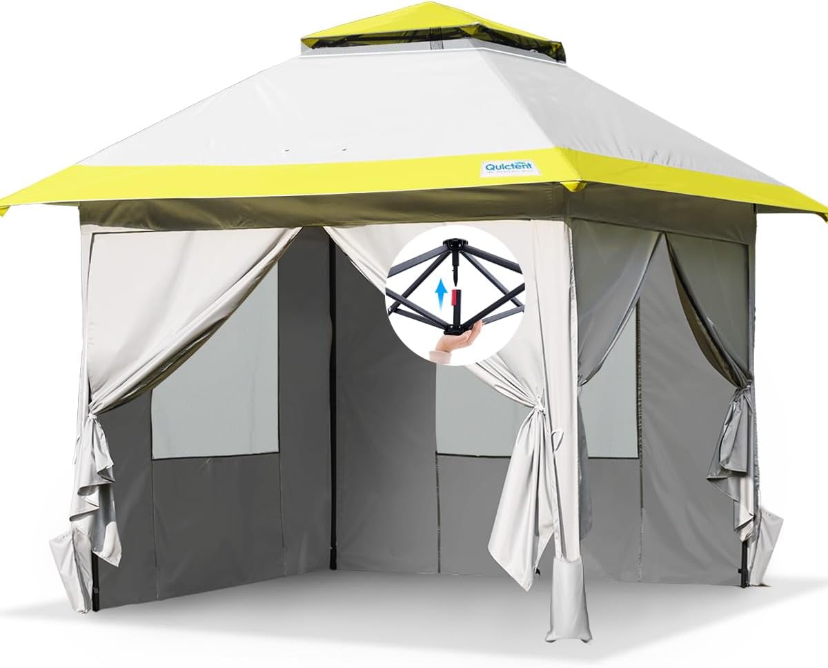 Quictent Tienda de campaña desplegable de 13 x 13 pies con 4 paredes laterales, instalación instantánea para una persona, toldo impermeable de doble