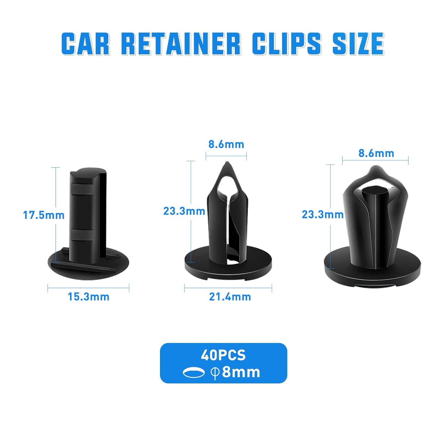 Yesker Clips para parachoques de automóvil, clips de remache de sujeción de parachoques de empuje, retenedores de plástico de nailon de 0.315 in