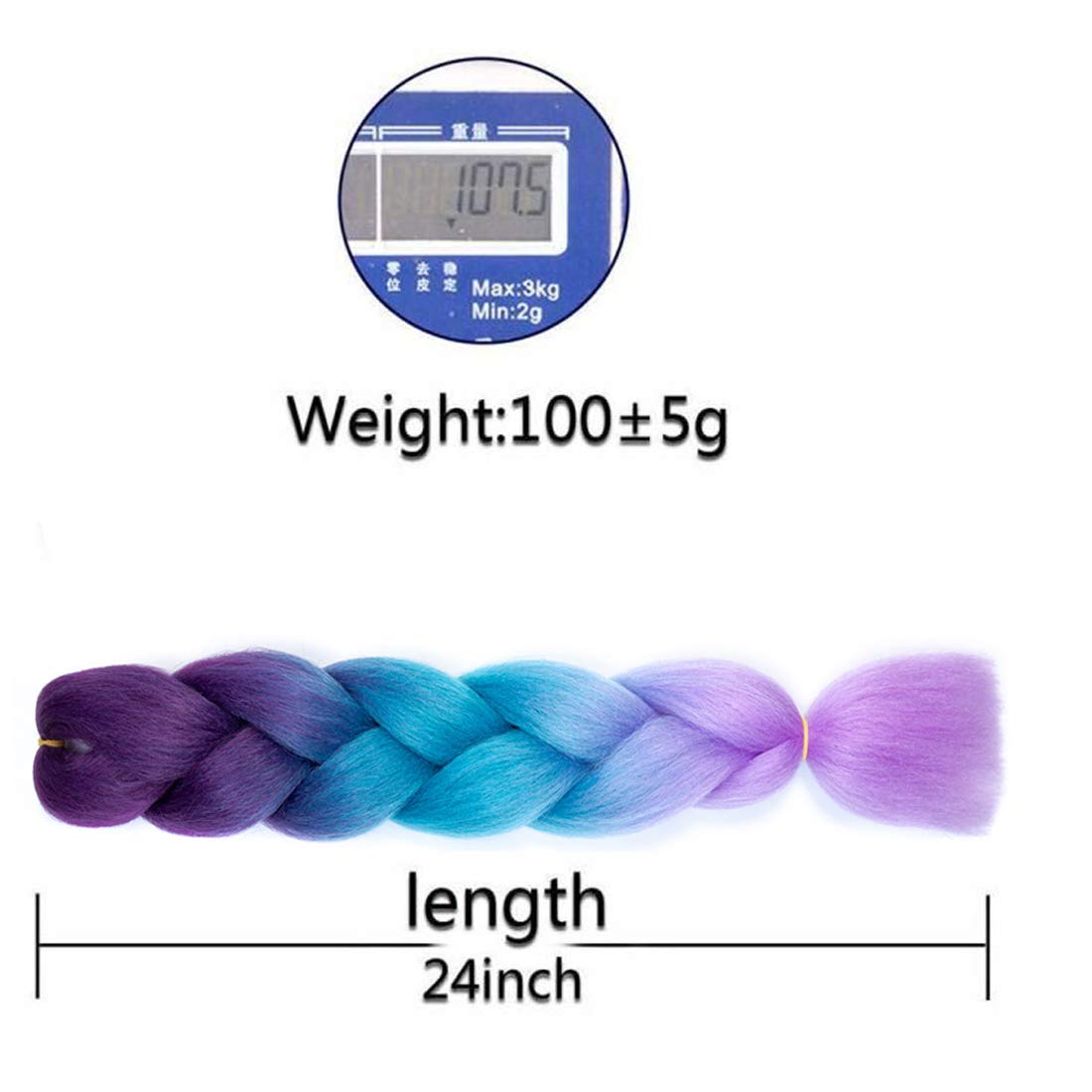 Xiaofeng Extensiones de cabello trenzado para mujer, 6 paquetes de 3.53 ozpaquete, 24 pulgadas, alta temperatura, ombré, pelo sintético jumbo