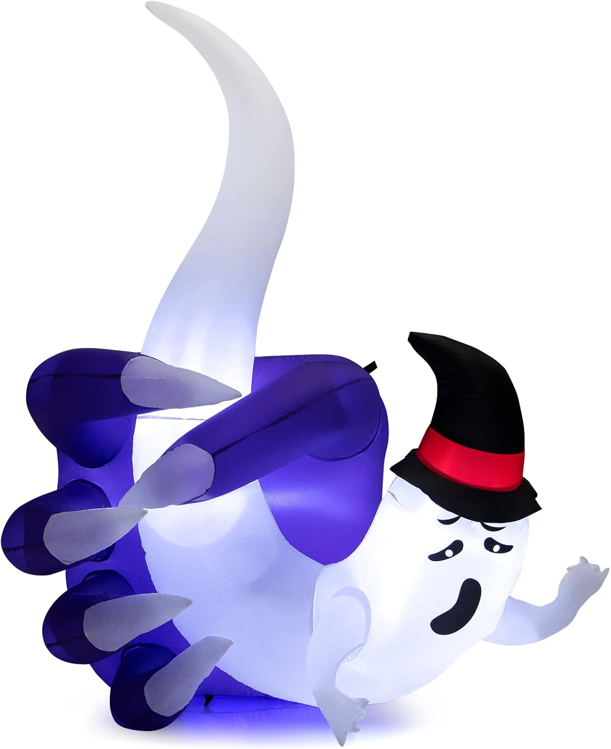 COSTWAY Mano inflable de Halloween de 6 pies para sostener el fantasma con LED integrado y soplador de aire