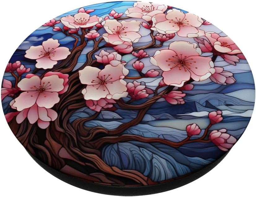 Vidrieras de color de agua flores de cerezo PopSockets Standard PopGrip