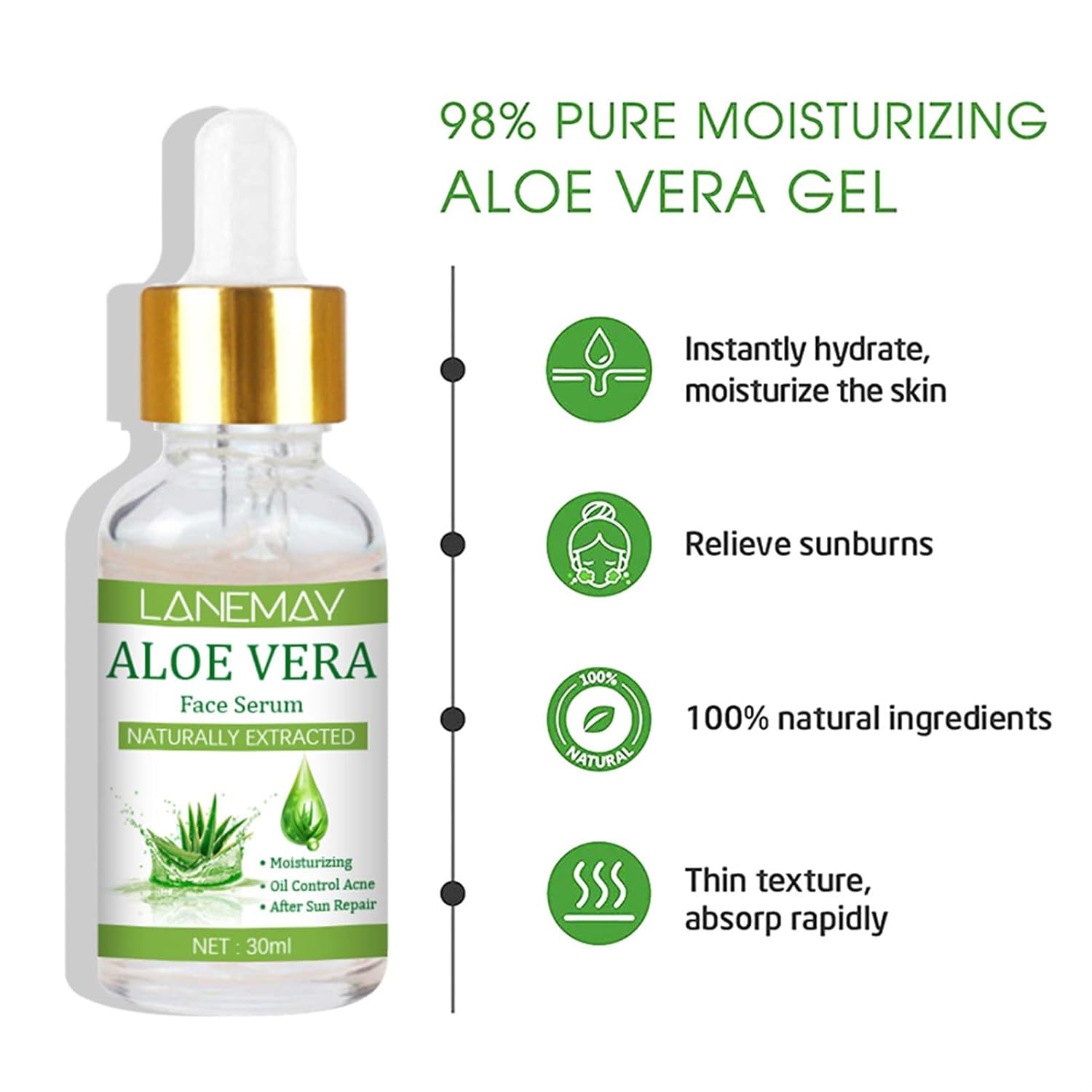 Suero facial de 1.0 fl oz, loción facial para productos de cuidado de la piel profunda y liviana, esencia facial para cuello, piel facial y codos