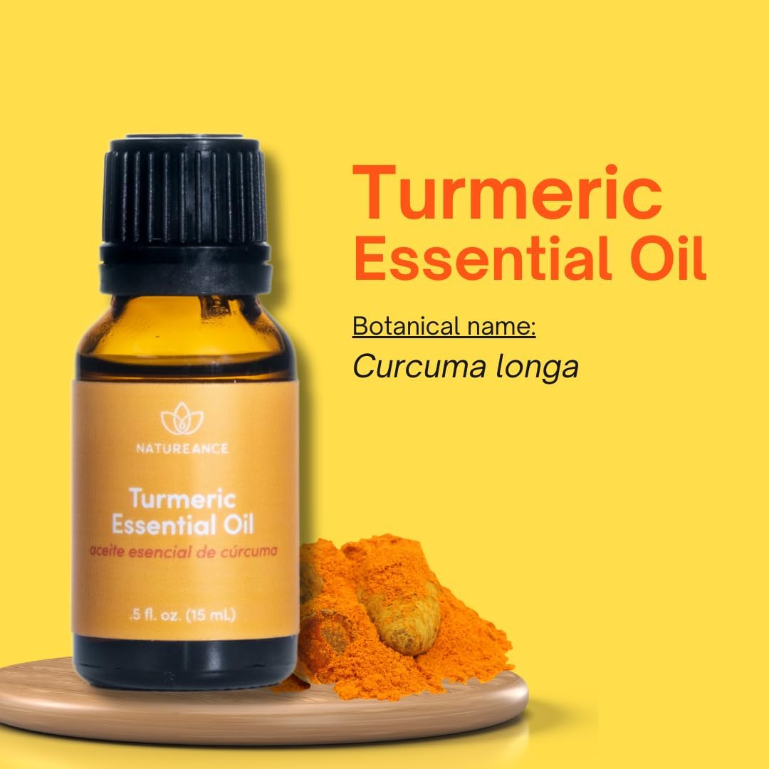 Aceite esencial de cúrcuma (0.5 fl oz), 100% puro y natural, aceite esencial de grado terapéutico